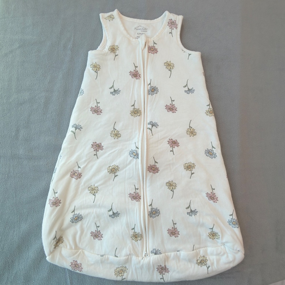 Carter's Sleep Bag Baby Small White Excellent Floral PurelySoft Quilted Blanket
